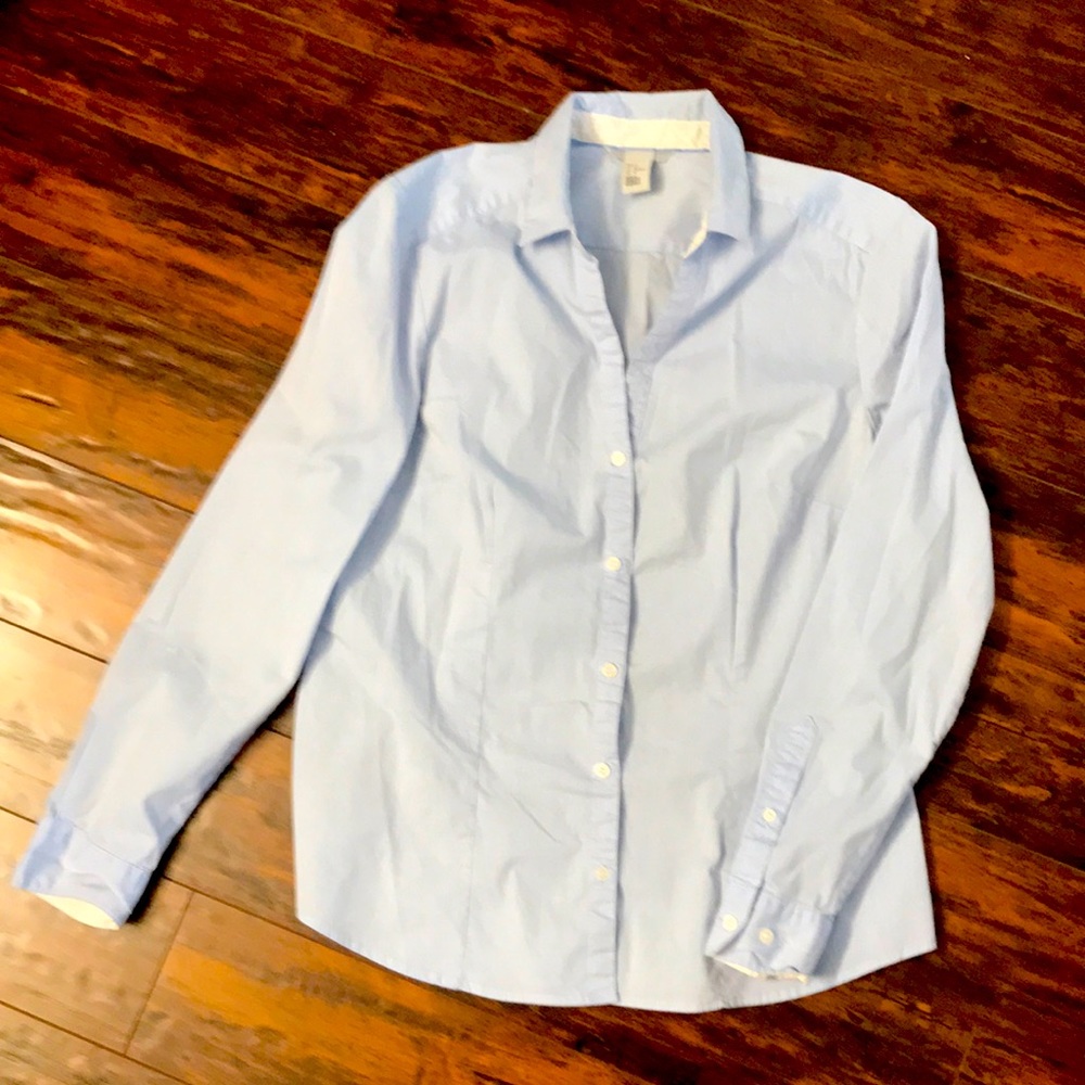 H&M Baby Blue Shirt, open neck, Sz 14